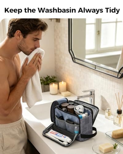 WANDF Waterproof Nylon Travel Toiletry Bag, Lightweight Portable Wash Bag Dopp Kit, Multifunctional Cosmetic Organizer Bag for Men & Women — view 2