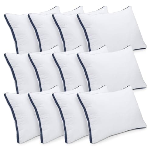 Utopia Bedding Pillows 12 Pack Queen Size, (Navy) Luxury Hotel Quality Pillows, Brushed Fabric, Bed Pillow for Back, Stomach or Side Sleepers - 18 x 26 inch / 45 x 66 cm