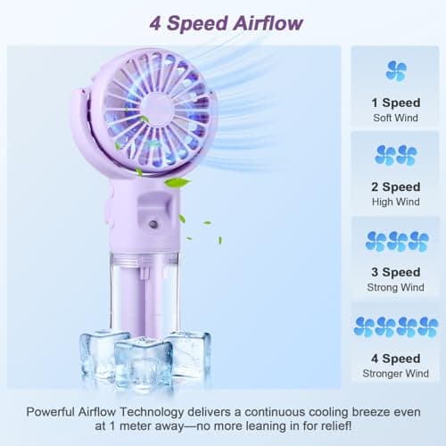 Electric Handheld Fan with Water Mist Spray, Mini USB Hand Fan Rechargeable — view 4