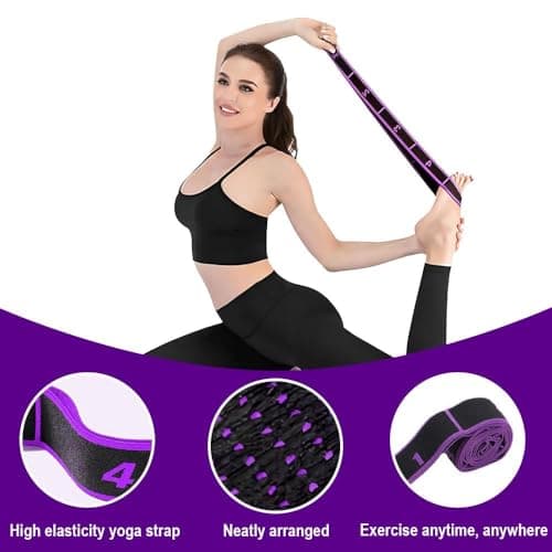 Stretching Yoga Band, An Adult Resistance Band for Gymnastics, Yoga, and Latin Training, Equipped with 8 Adjustable Loop Elastic Fabric Bands for Physical Therapy, Pilates, Dance, and Fitness — view 6