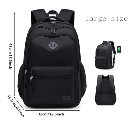 School Bags For Boys Secondary School,Usb Port Black Backpack For School College And Travel: Waterresistant Bookbag With 8 Compartments — view 3