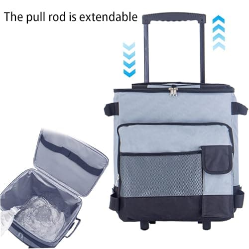 Ccarzzi Collapsible Cooler Bag on Wheels 43L Portable Large Cool Box Picnic Bag with Handle, Waterproof Oxford Cloth, for Camping, Fishing, BBQ — view 3