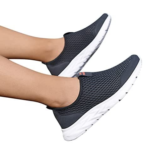 Women Sneakers Shoes Casual Shoes Unisex Lightweight Work Shoes Non Slip Walking Shoes Low Top Running Shoes Hiking Shoes Sporty Breathable Slip On Work Trainers (Dark Blue, 5) — view 3