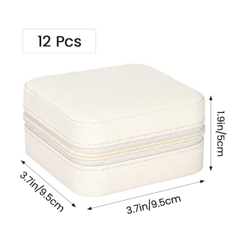 GoDyna 12 Pack Travel Jewelry Box PU Leather Organizer Portable Case White — view 5