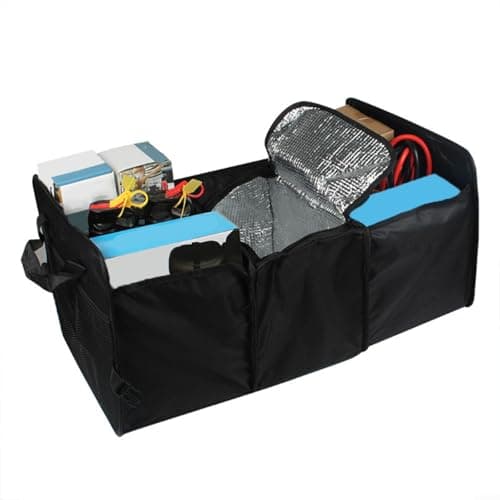 CWOQOCW Foldable Car Trunk Organizer with Leak-Proof Insulated Section, Large Capacity Storage Bag for Picnics and Travel, Durable Oxford Fabric Box in Red — view 4