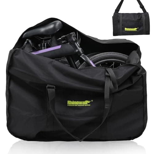 Rhinowalk Folding Bike Bag for 20 inch Folding Bikes - Waterproof Bicycle Travel Carrying Case Outdoors Bike Transport Bag for Cars Train Air Travel (Black 20inch)