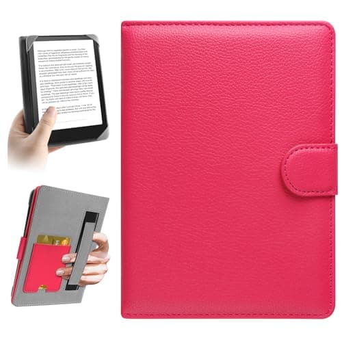 HoYiXi Universal Case for 6-6.8 inch E-Book Reader Compatible with 6.8" Kindle Paperwhite/6" All-new Kindle 2022&2019/Kobo Clara HD/Kobo Clara 2E,6" EReader Protective cover Built-in pocket,Rose