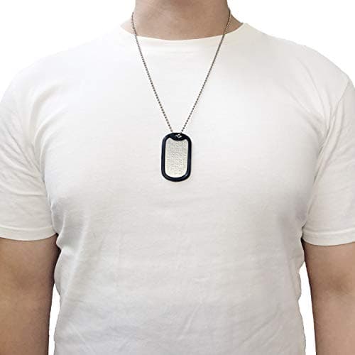 Military Dog Tags - Set of 1 Personalised Stainless Steel Nickel Plated Army Style Dog ID tag with Ball Chain & Silencer Read Description to See How to ADD Personalisation — view 6