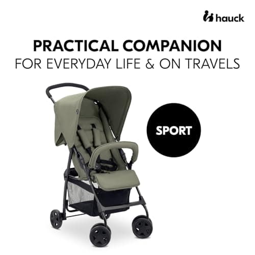 hauck Sport, Olive - Super Lightweight Travel Pushchair with Raincover (only 5.9 kg) Compact & Foldable, Fully Reclining, XL Storage Basket, from Birth up to 15 kg — view 2