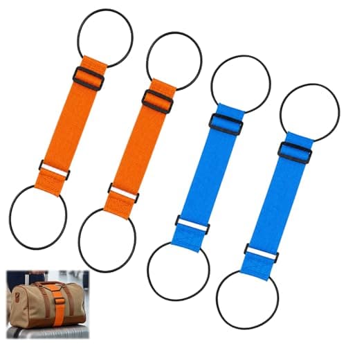 4-Piece Luggage Straps, Luggage Connector Straps Set with Blue and Orange, Secure Additional Luggage During Transit, Durable Elastic Design For Travelers And Business Professionals