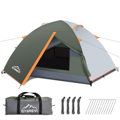 Gysrevi Camping Tent 1/2 Man Waterproof Tents for Camping, 3 Season, Green