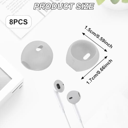 8Pcs Silicone Earbud Tips Anti-Slip Soft Replacement Covers, Sport Earbud Rubber Tips for Wired Earphones, Compatible with iPhone 7/6s/6 Plus/5s/5c/SE, Clear Protective Accessories EarPods Earpads — view 2