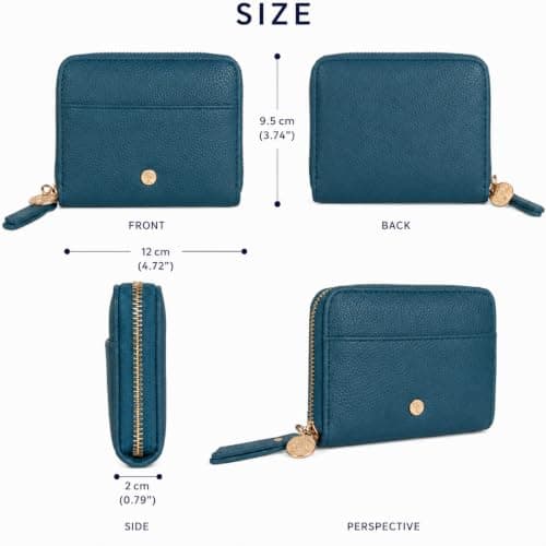 Small Purses for Women Faux Leather RFID Multi-Slot Card Wallet (Teal) — view 2