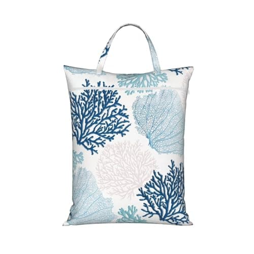 Blue Coral Nautical Teal Sea Coral,Travel Dirty Laundry Bag Foldable Dirty Clothes Bag Durable Storage Bag