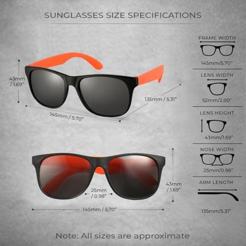 Komonee Drifter Sunglasses UV400 Protection Black and Orange Classic Style Retro Sun Shades Eye Glasses Unisex For Men Women Travel & Fashion – Lightweight Frame Fashion Eyewear — view 5
