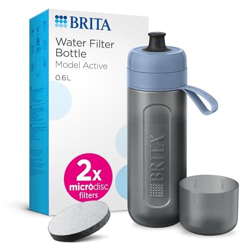 BRITA Sports Water Filter Bottle Model Active (600ml), 2x MicroDisc Filters