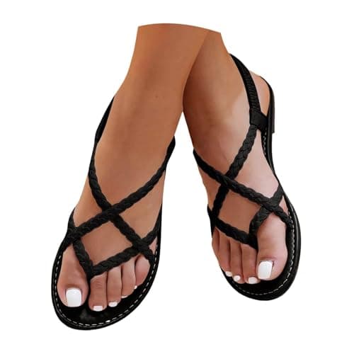 White Sandals Size 5 Cross Strappy Sandals for Women Open Toe Slippers Sandal Elastic Strap Hiking Sandal Non-Slip Beach Flip Flops Lightweight Sliders Women's Flat Slide