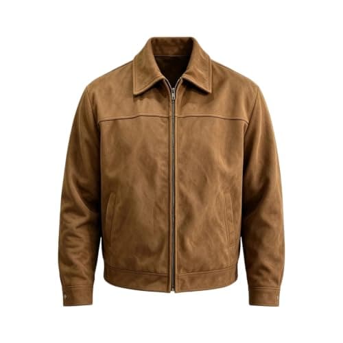 Mens Faux Suede Jacket Full Zip Jackets Turn Down Collar Coat — view 4