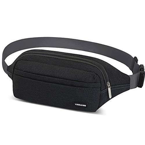 Yooluan Waterproof Bum Bag Waist Fanny Packs 4 Zip Pockets Travel Hiking Outdoor Sport Running Belt Holiday Hiking Doggy Bag Money Hip Pouch