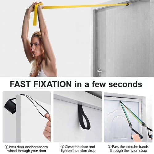 5 Levels Resistance Bands Set with Door Anchor & Handles - Heavy Duty Pull Up Assist Bands for Men & Women, Home Gym Workout, Strength Training, Yoga, Physical Therapy and Stretch Mobility — view 6