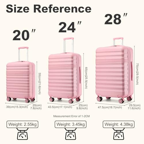 Kono 28 Inch Hard Shell Suitcase Large Expandable Travel Luggage (Pink) — view 2