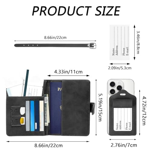 Passport Cover & Luggage Tag Set,Leather Passport Holder With RFID Blocking — view 2