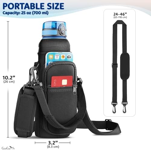 EcoEarth - Water Bottle Holder with Strap - Water Bottle Carrier Bag for Hiking - Crossbody Hydration Pouch with Phone Holder — view 5