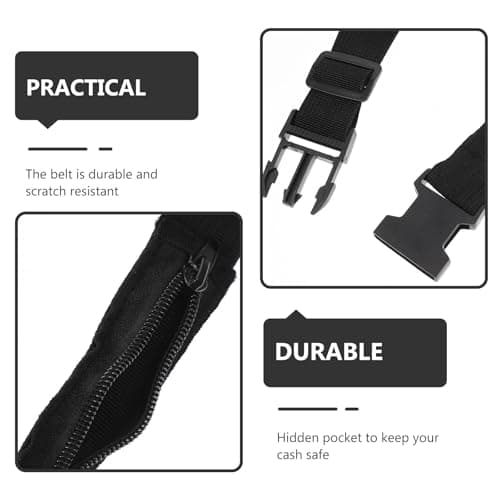 JEWEDECO Sports Outdoor Running Belt Bag Scratch Resistant Woven Fabric for Men and Women Invisible Safety Waist Bag Money Belt for Travel and Camping — view 3
