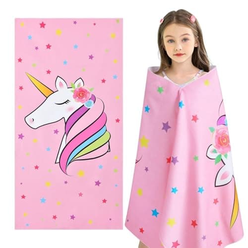WERNNSAI Unicorn Microfibre Beach Towel for Kids, 76 x 150cm Bath Towel — view 2