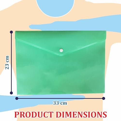 Pack of 10 | A4 Plastic Document Wallets, Green Popper Wallets — view 5