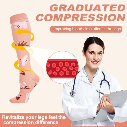 6 Pairs Compression Socks for Women, Animals Flight Pressure Socks, L-XL — view 3