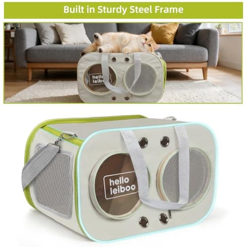Cat Carrier Large, Breathable Pet Travel Carrier for Cats & Puppy, Green — view 3