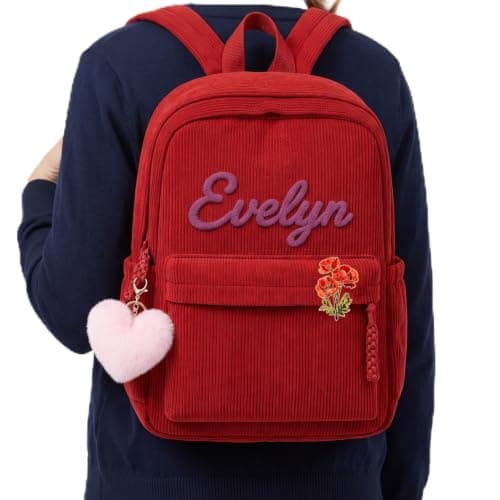 Personalised School Bag for Teenage College Primary Secondary (Red)