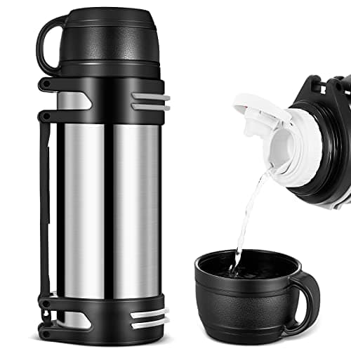 Flask for Hot Drink, 2.5L Large Capacity Flasks for Hot and Cold Drinks, Stainless Steel Vacuum Insulated Flask with Cup and Handle, Portable Travel Flask for Outdoor Camping,Hiking,Cycling