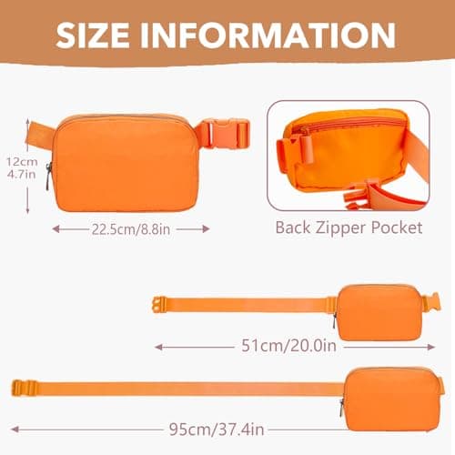 Uwiyo Bumbags for Ladies Belt Bag for Women Men Small Crossbody Bags for Women Fashion Fanny Pack Waist Bag with Adjustable Strap for Travel Outdoors Running Hiking (Orange) — view 4
