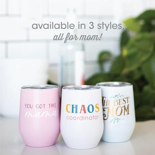 Pearhead “You Got This Mama” Wine Tumbler for Mom, 12 oz Insulated Stainless Steel Tumbler with Lid, Travel Coffee Mug for Women, Mother’s Day Gift, New Mom Gift, Stemless Wine Cup — view 4