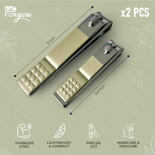 LAC FOR YOU Nail Clippers Set 2 Piece – Stainless Steel Professional Toenail & Fingernail Clippers with Built-in File, Ergonomic Large & Small Nail Cutter for Men Women Seniors — view 4