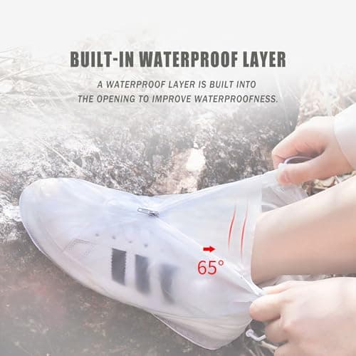YOUNLEN Waterproof Shoe Covers Rainproof shoe covers Silicone shoe covers Keeps shoes dry in rainy days Suitable for outdoor walking and cycling（Transparent white） — view 6