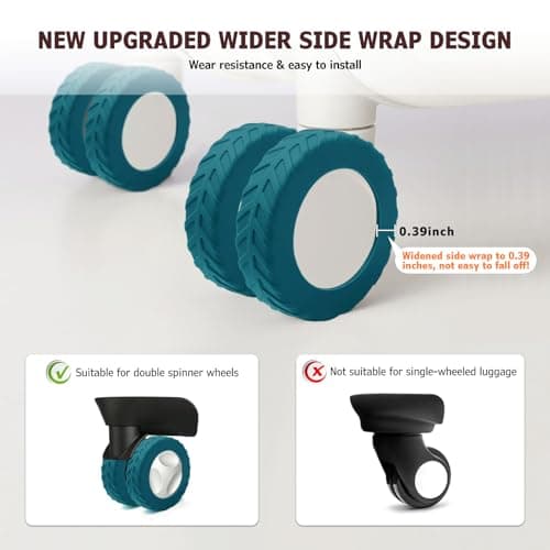 Luggage Wheel Covers, Anti Dust & Scratch, For 2-2.4" wheels - Lake Blue — view 2