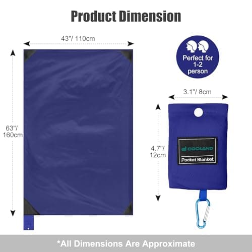 Odoland Picnic Blanket 110 x 160 cm Pocket Blanket Heatproof Sandproof Thin Ground Sheet - Lightweight Foldable Beach Mat for Outdoor Camping, Travel, Hiking, Picnic for 1-2 People — view 3
