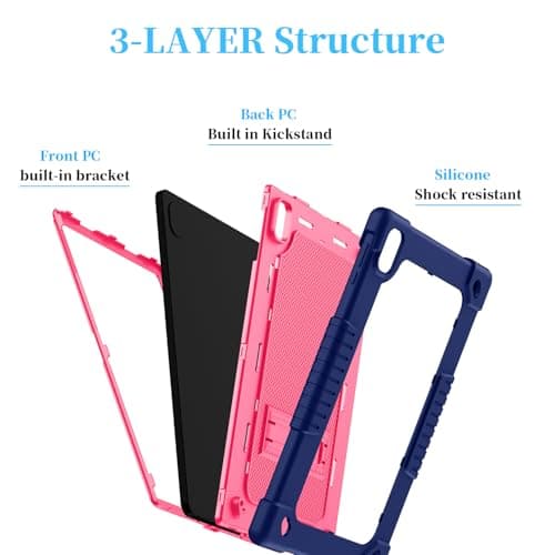 Kebiory for Onn 12.1 inch Tablet Pro 100146663 Case 2024 Friendly Case with Shoulder Strap Stand for New Walmart Onn 12.1 inch Tablet Pro 2024 Model Cover (NavyPink) — view 4