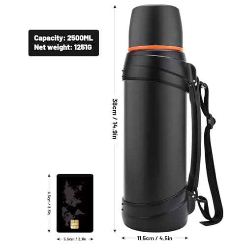 Olerd Large Flask - 2.5l Stainless Steel Insulated Bottle for Travel with BPA Free Cup - Oversized Vacuum Bottle — view 6