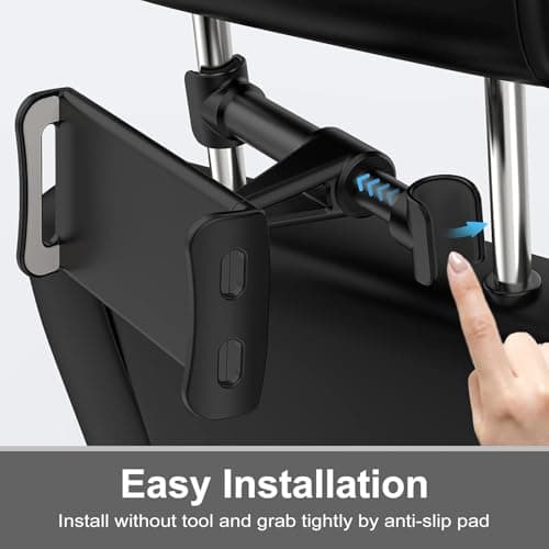 Giftorld Headrest Phone/Tablet Car Mount, Adjustable Devices Holder for 4-11 inch Tabltes/Phones, Compatible for iPhone 17 16 15 14 13 12 11 Pro Max, Galaxy S22, S21S20, iPad Air, Mini-Black — view 3