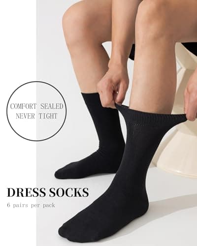 Niorasen 6 Pairs Bamboo Mens Socks, Comfortable Soft Top Crew Socks, Breathable Smart Classic Dress Sock with Gift Box for Everyday Business Casual multicolor 9-12 — view 2