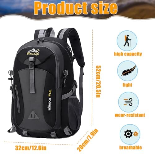 SGerste 40L Large Volume Multifunctional Backpack, Hiking Backpack for Men and Women, School/Trekking/Hiking/Camping/Travel/Fishing/Climbing/Mountaineering or Daily Use — view 2