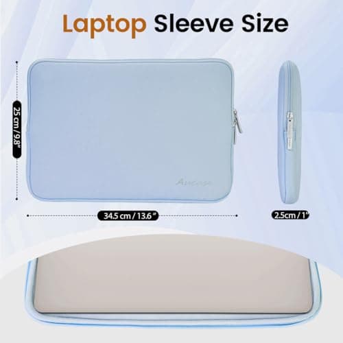 Aucase 13 13.3 14 inch Laptop Sleeve Leather Case, Water Resistant Puffy Protective Bag for Macbook Pro 14 Macbook Air 13 inch/HP/LENOVO/ACER/ASUS/DELL Chromebook Matebook 14 — view 3