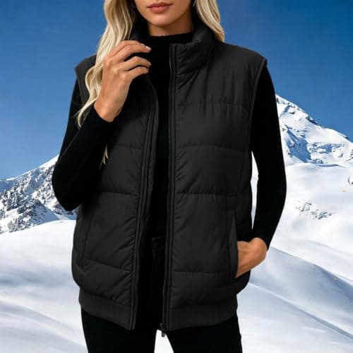 Keepink Ladies Padded Gilet Zip Up Bodywarmer High Neck Winter Layer Coats — view 2