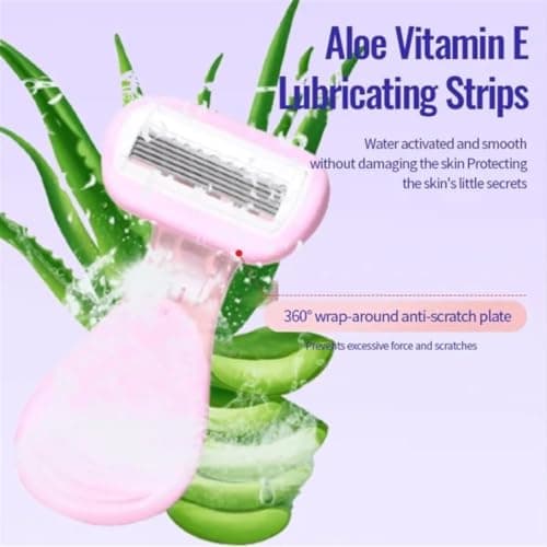 Women’s Short Handle Razor Kit with Aloe Vera & VIT E– Reusable Shaver for Underarm, Leg, Arm & Bikini Area, Non-Slip Mini Travel Set for Smooth Hair Removal (Pink 1pice+3 Replacement Head) — view 2