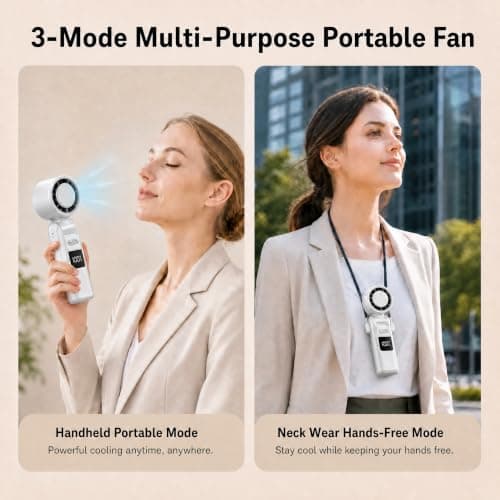 Boyfield Portable Handheld Fan Rechargeable, Mini Hand Fan with 199 Speeds & LED Display, Powerful Turbo Electric Fan for Travel Essentials, Holiday Accessories, Home & Office Cooling — view 5