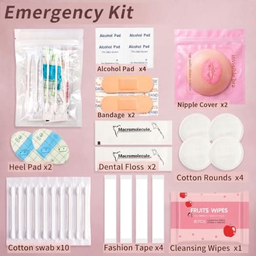 YouxuanAio Women's Emergency Kit for Weddings ，Wedding Survival Set with Makeup Bag,36 Pc Wedding Essential Items for Brides Daily. (White) — view 5
